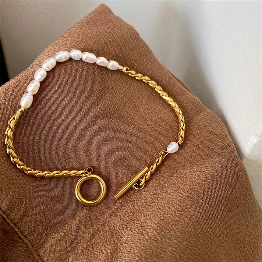 18K Vergulde Klein Parelarmband