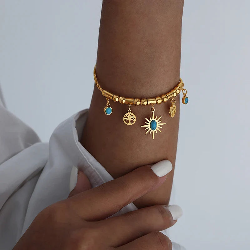 18K Vergulde Sieradenset Zon & Levensboom