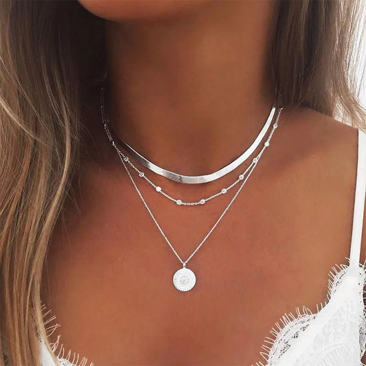 925 Sterling Zilver Vergulde Trendy Drielagige Ketting