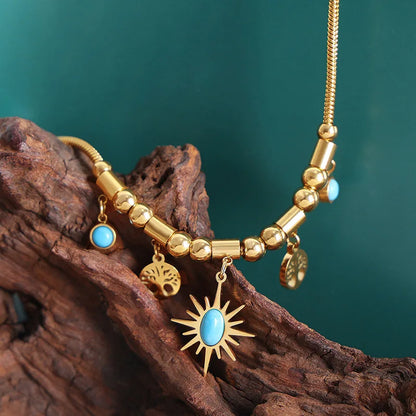 18K Vergulde Sieradenset Zon & Levensboom