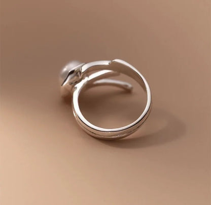 Verstelbare 925 Sterling Zilver Vergulde Parel Ring
