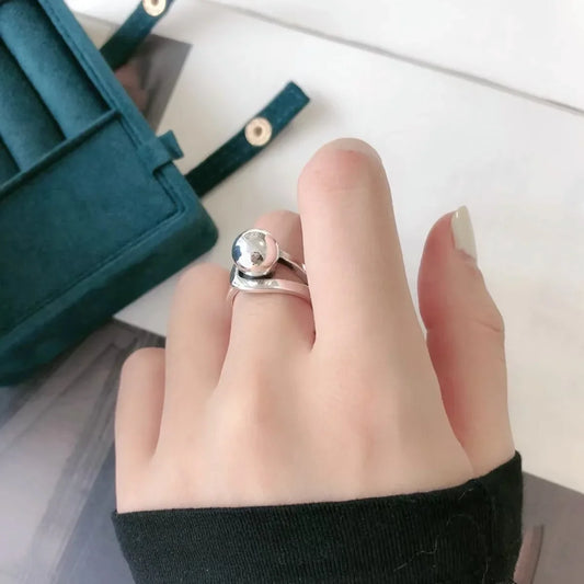 925 Sterling Zilver Verstelbare Bol Ring