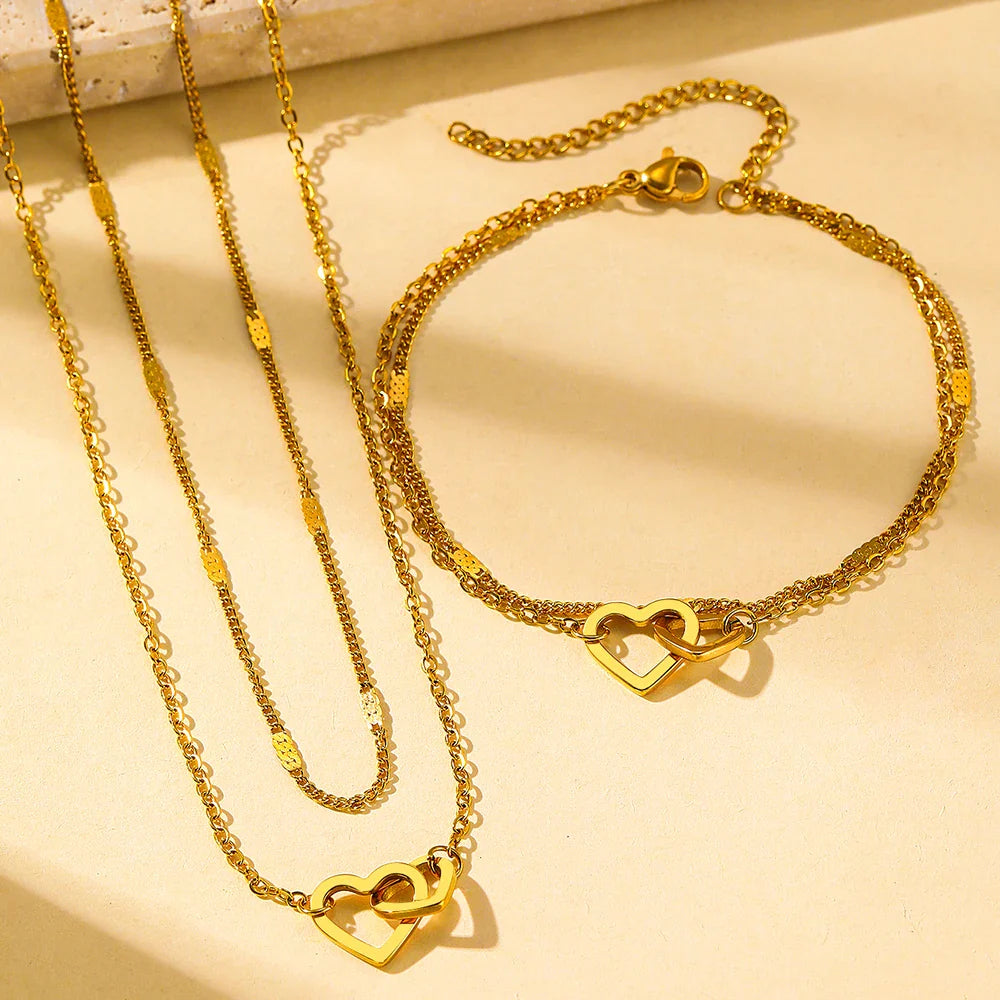 18K Vergulde Hart Sieradenset