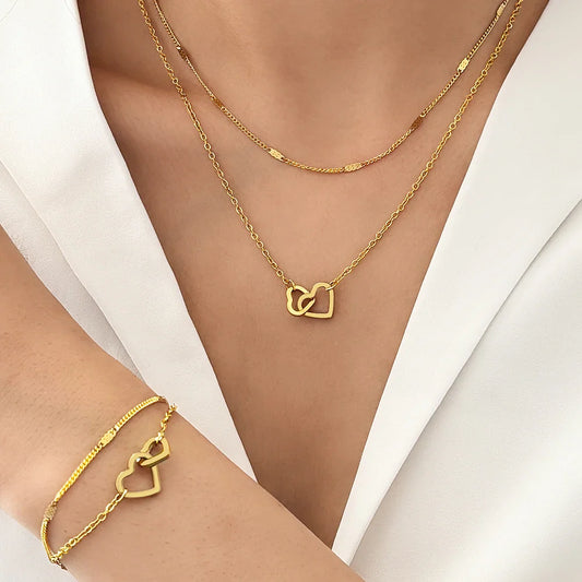 18K Vergulde Hart Sieradenset
