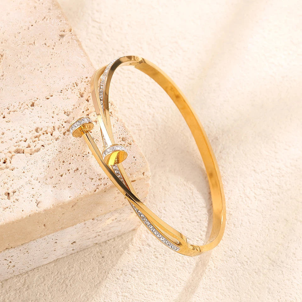 18K Vergulde Spjikerarmband Zirkonia