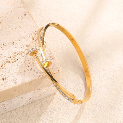 18K Vergulde Spjikerarmband Zirkonia