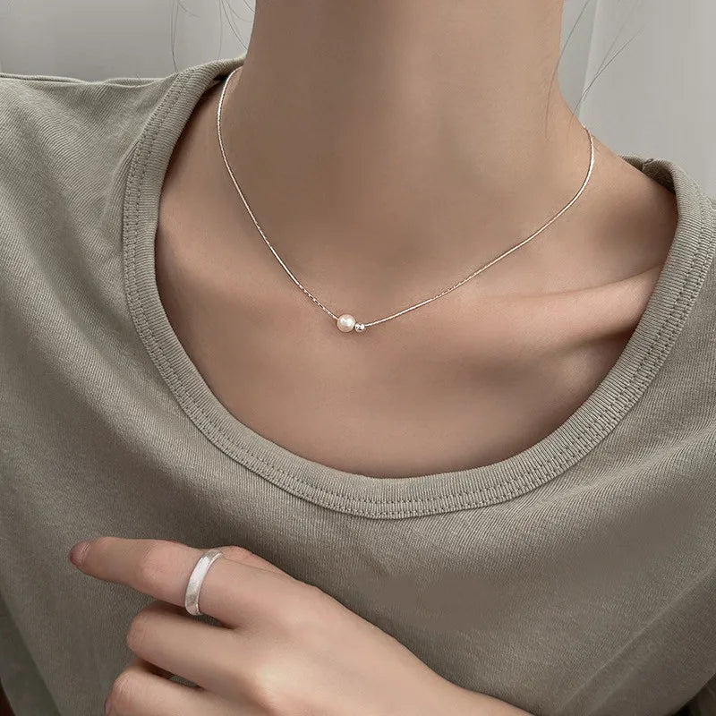 925 Sterling Zilver Vergulde Parelketting