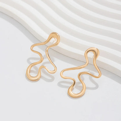 18K Vergulde Oorbellen | Abstracte Golven
