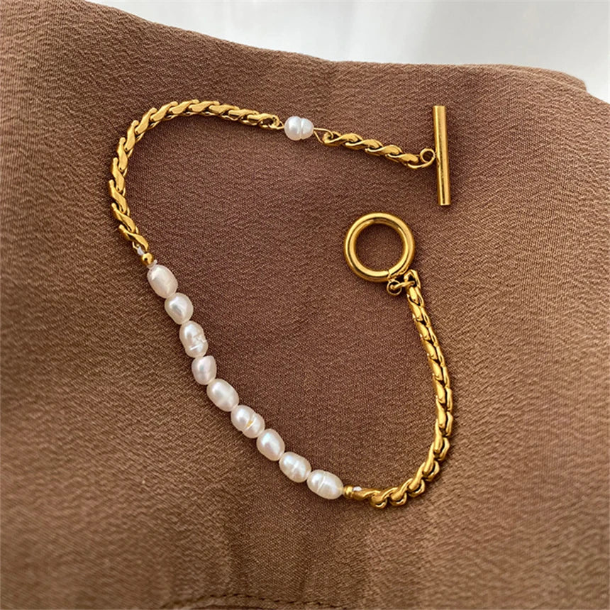 18K Vergulde Klein Parelarmband
