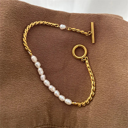 18K Vergulde Klein Parelarmband