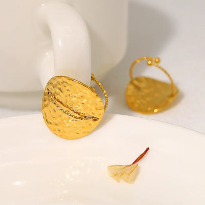 18K Vergulde Ring | Verstelbare Met Gladde Structuur