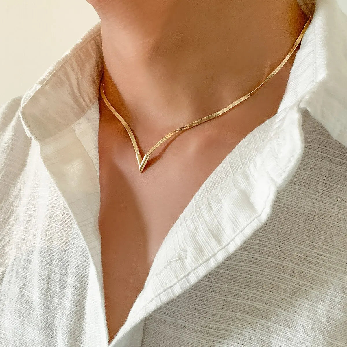 18K Vergulde Ketting | Eenvoudige V-vorm