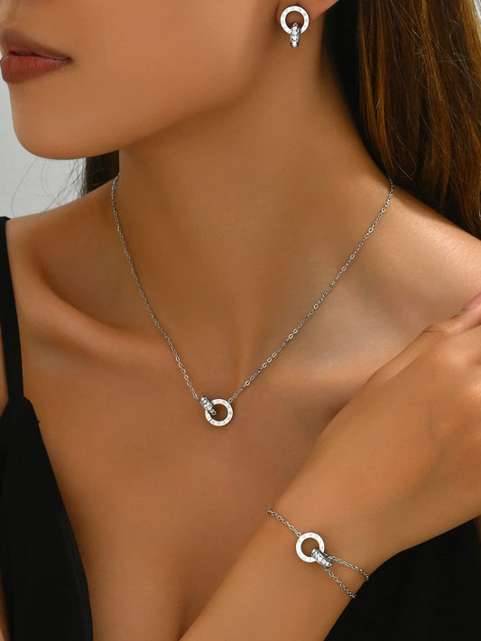 925 Sterling Zilver Verguld Luxe Set Oorbellen, Ketting, Armband