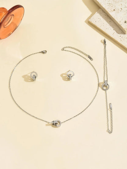 925 Sterling Zilver Verguld Luxe Set Oorbellen, Ketting, Armband
