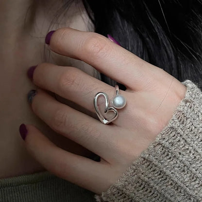 Verstelbare 925 Sterling Zilver Vergulde Hartparel Ring
