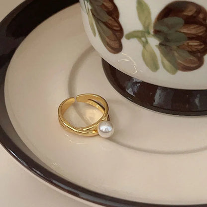 18-karaat Goud Vergulde Elegante Parel Ring