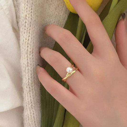 18-karaat Goud Vergulde Elegante Parel Ring