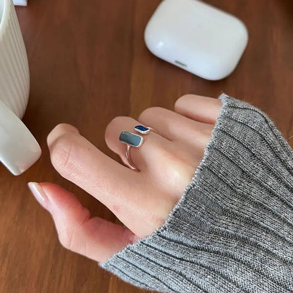 925S Vergulde Ring | Blauwsteen Verstelbare