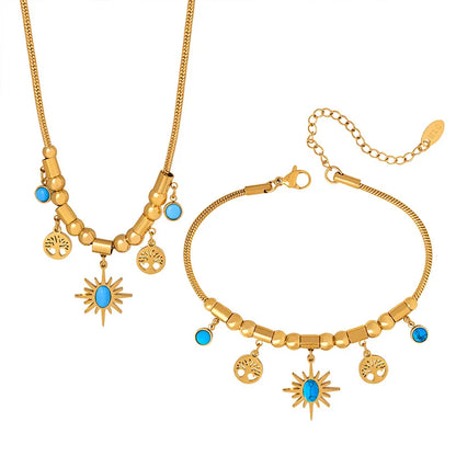 18K Vergulde Sieradenset Zon & Levensboom