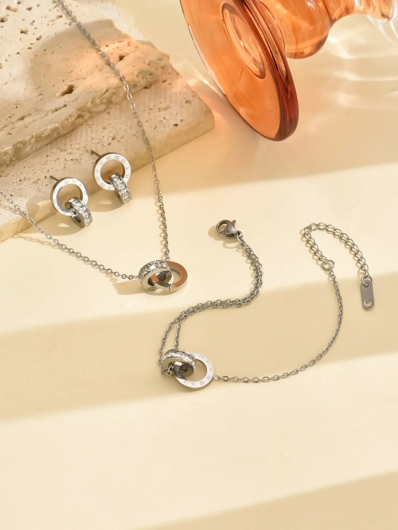 925 Sterling Zilver Verguld Luxe Set Oorbellen, Ketting, Armband