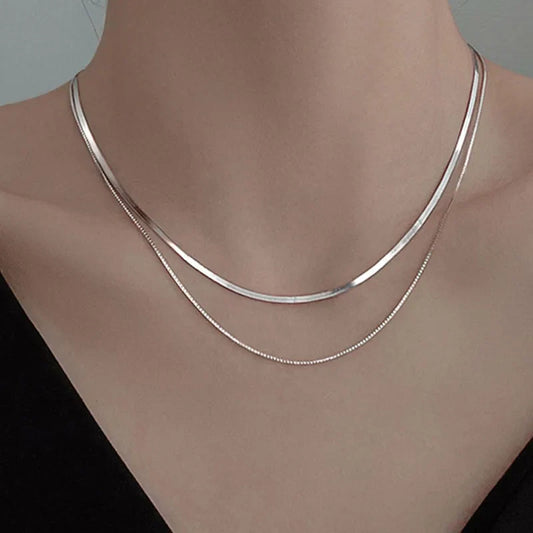 925 Sterling Zilver Vergulde Tweelagige Ketting