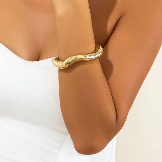 Dikke Vergulde Armband | Met 18-karaat Zilver Vergulde Boho-stijl