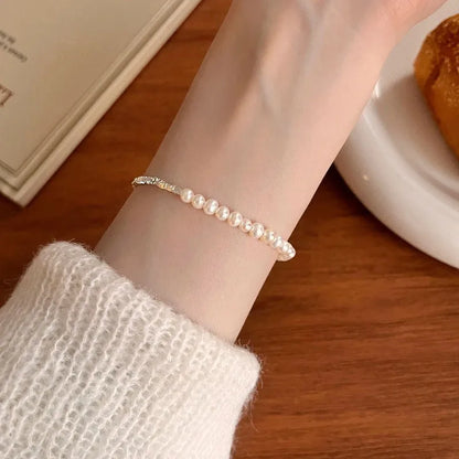 925 Sterling Zilver Verguld Klein Parelarmband