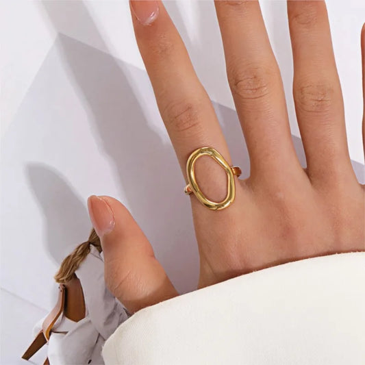 18K Vergulde Ring | Verstelbare Ovale Open