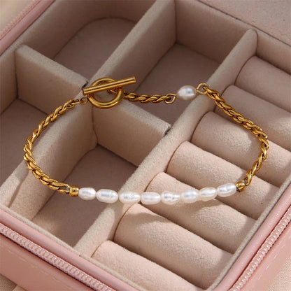18K Vergulde Klein Parelarmband