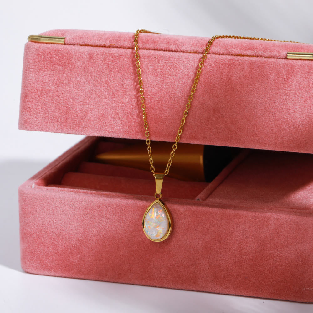 18K Vergulde Ketting | Opal Steen