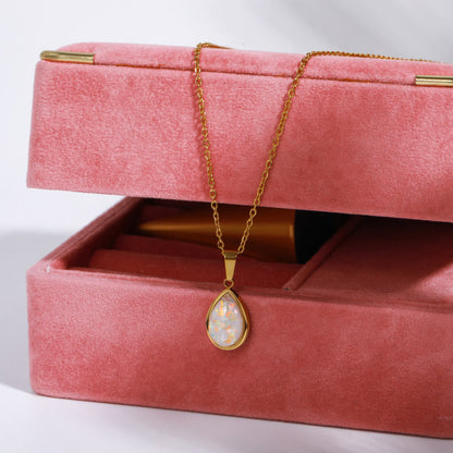 18K Vergulde Ketting | Opal Steen