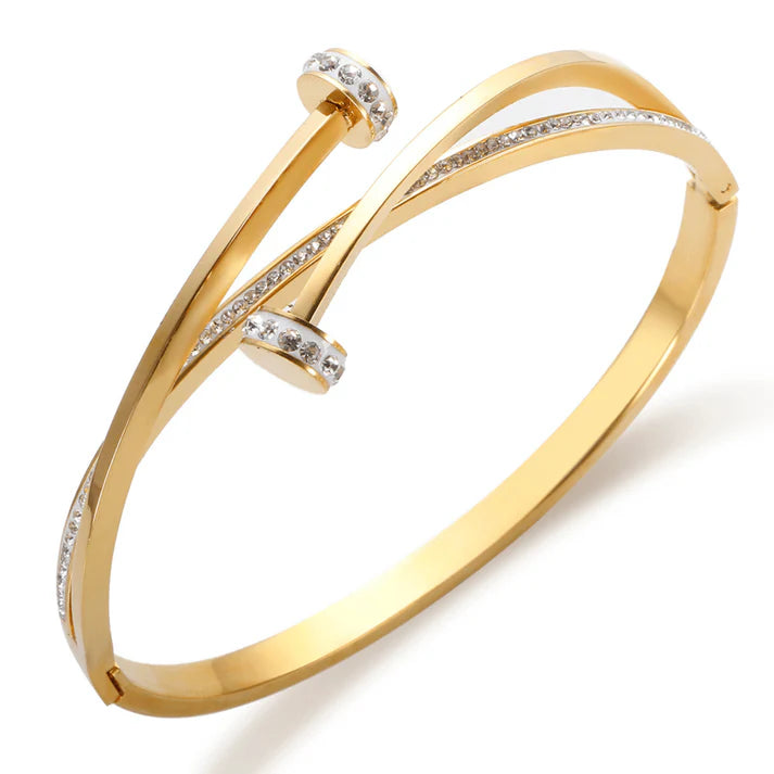 18K Vergulde Spjikerarmband Zirkonia