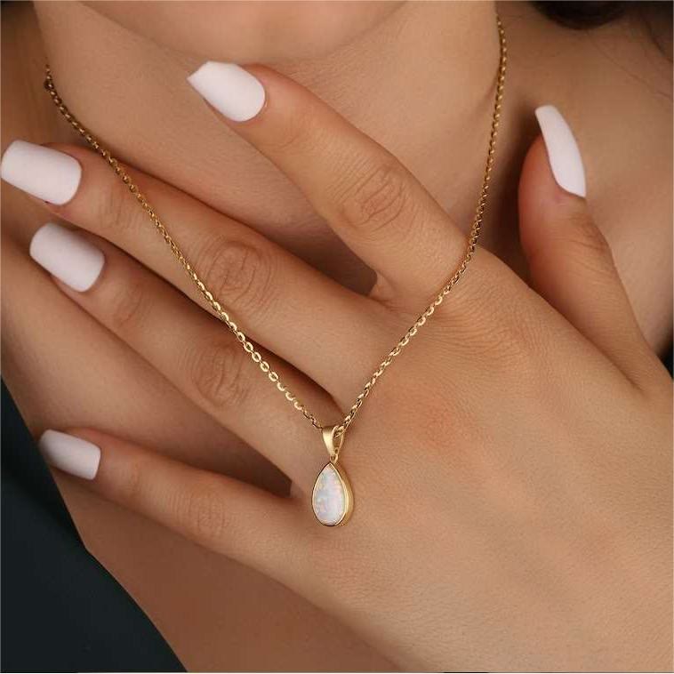 18K Vergulde Ketting | Opal Steen