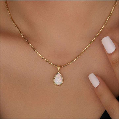 18K Vergulde Ketting | Opal Steen