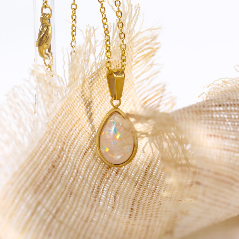 18K Vergulde Ketting | Opal Steen